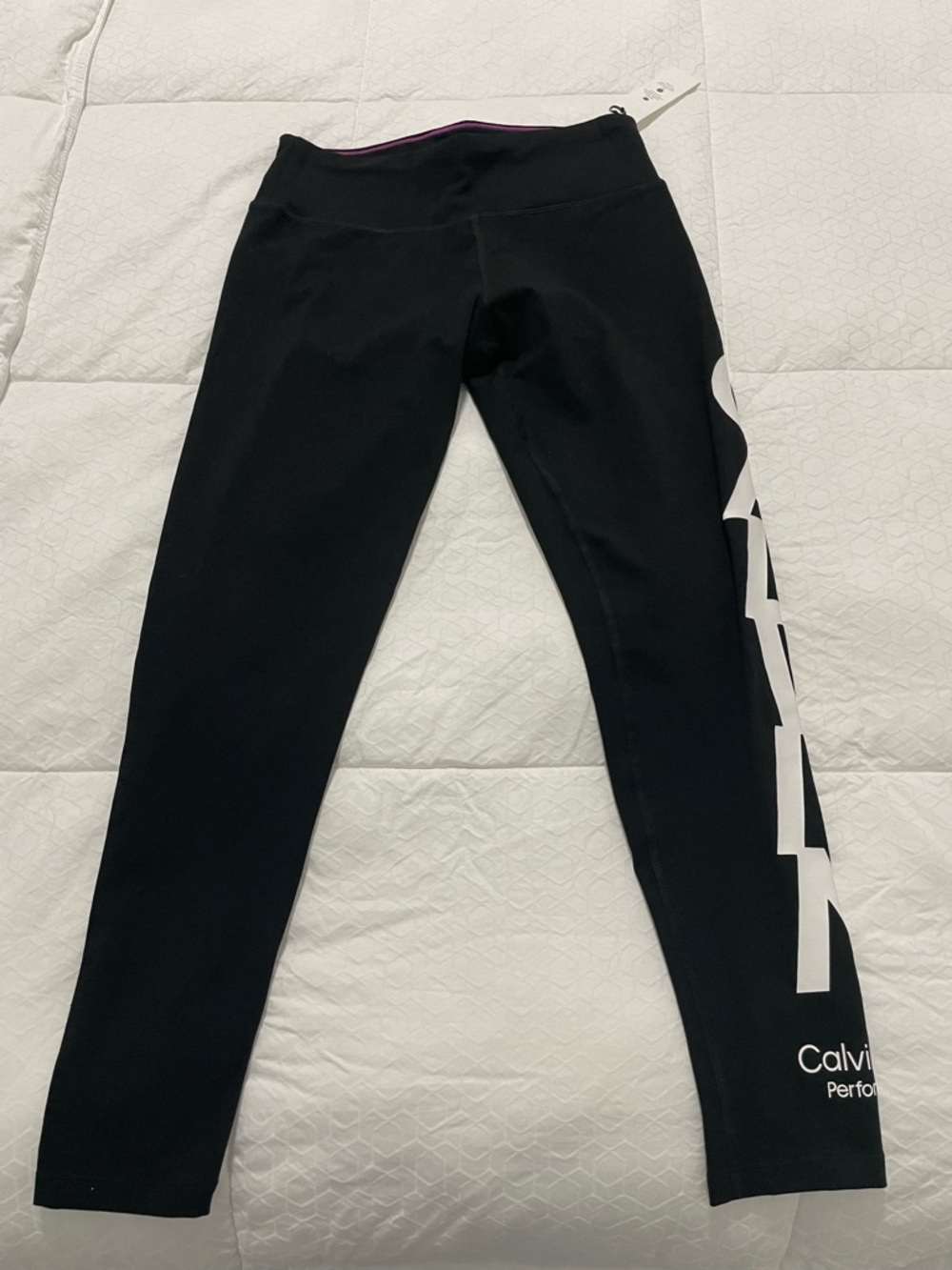 Calvin Klein Black Jogger-Leggings with White Side Logo